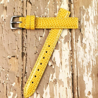 Hadley Roma 12 mm Yellow Genuine Lizard Watch Band. LS715 - Image 1 of 4
