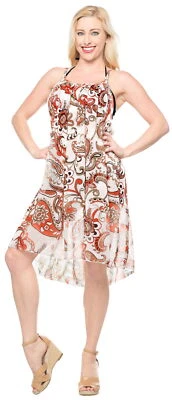 LA LEELA Women's Beach Dress Hawaiian Camp Party Loungewear US 14-16W Orange_C56 - Image 1 of 3