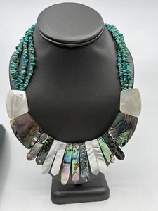 Jay King DTR Sterling Silber 925 Abalone Muschel & Türkis Halskette - Bild 1 von 8