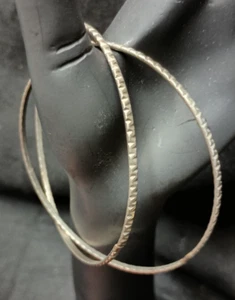 TWO SILVER TONE BANGLE ANKLE WRIST BRACELETS BLOCK DESIGNS - Picture 1 of 4