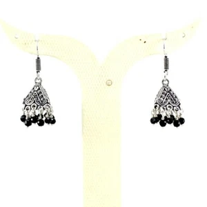 Ohrringe natürlicher schwarzer Onyx Edelstein Handarbeit facettierte Perlen o... - Bild 1 von 2