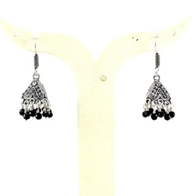 Ohrringe natürlicher schwarzer Onyx Edelstein Handarbeit facettierte Perlen o... - Bild 1 von 2