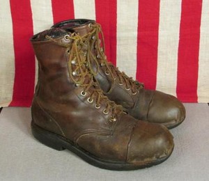 Vintage 1970s Red Wing Leather Work Boots w/ Leather Toe Cap Sz 8.5 Motorcycle