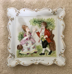 Figürliche Bildplatte, Porzellan, Liebespaar, Unterweißbach, 20x20cm - Bild 1 von 1