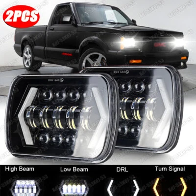 Pair for GMC Syclone 1991 7x6" Rectangle LED Headlight High/Lo Sealed Beam H6054 - Image 1 of 4