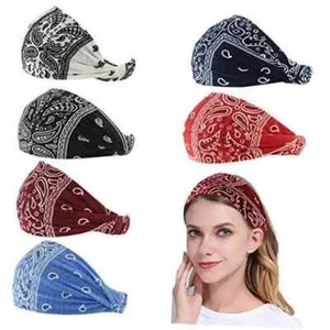 Paisley Bandana Headband for Women with Elastic Yoga Headband No5(mixed 6 pcs) - Picture 1 of 8