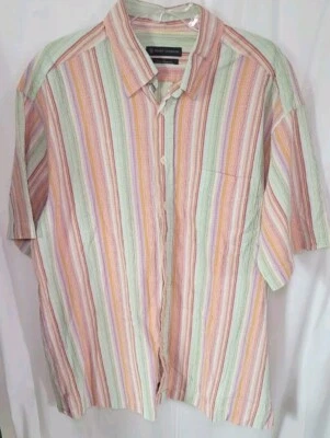Camisa Seersucker Henry Jacobson Para Hombres 100% Algodón Rayas Ropa de Resort Foto 1 de 4