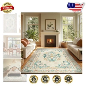 6x9 Vintage Floral Soft Area Rug - Lightweight, Washable, Perfect for All Rooms - Picture 1 of 11