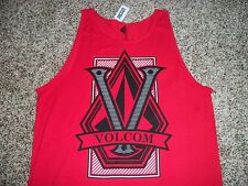 VOLCOM STONE New NWT Mens Tank Top Sleeveless Shirt Red BIG LOGO Medium Large 