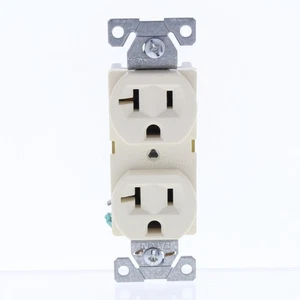 Eaton BR20A Almond 20A Duplex Outlet Receptacle Nema 5-20R Bulk Commercial Grade - Picture 1 of 6