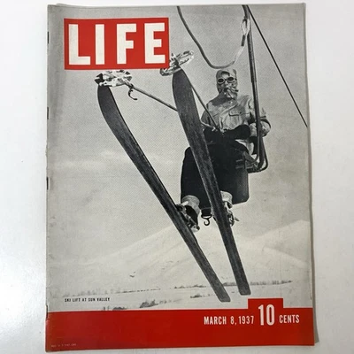 Life Magazine March 8 1937 Ski Lift at Sun Valley Mass Wedding Pre-WWII Issue - Image 1 of 4