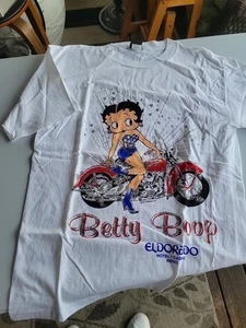 Vintage 90's Betty Boop Biker Motorcycle Graphic T Shirt Lot 2 Sz Large Sz Med - Picture 1 of 6