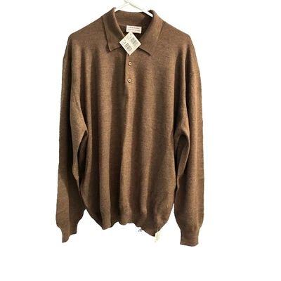 Gran Sasso Mark Shale Brown Virgin Wool Sweater Size 54 XL Collared Long Sleeve - Image 1 of 4
