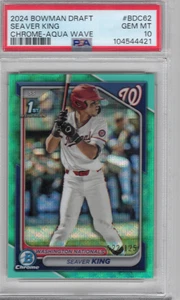 Bowman Draft 1st - Seaver King #BDC-62 Aqua RayWave Refractor 2024/125 PSA 10 - Imagen 1 de 2