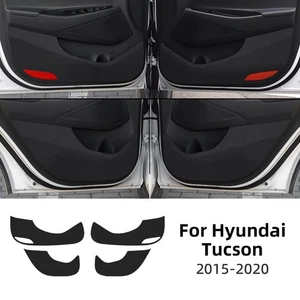 Car Door Anti-Kick Pad Stickers Trim For Hyundai Tucson 2015-2020 Leather Black - Picture 1 of 9