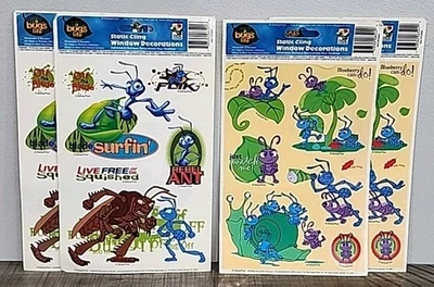 Винтажный Disney Pixar жуки жизни статический цепляясь окно украшения 4 листов новый - Изображение 1 из 4