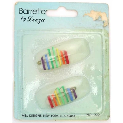 NOS 70s 80s Vintage Transparent Rainbow Lucite Hair Clip Barrettes BUNNY RABBIT - Image 1 of 3