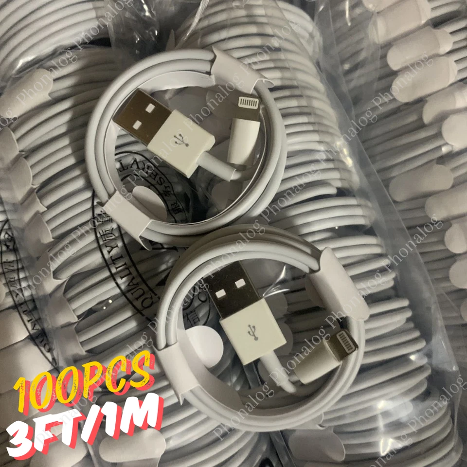 100x USB Charger Cable Cord For Apple iPhone 6 7 8 X XR XS 11 12 13 14 Pro Max - Image 1 of 4