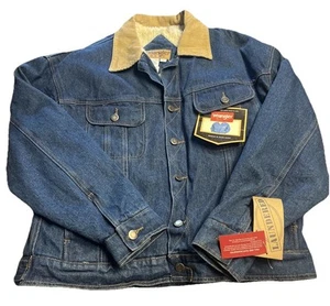 NEW Wrangler Hero Denim Jacket Men’s Dark Blue Sherpa Lined Corduroy Collar - Picture 1 of 5