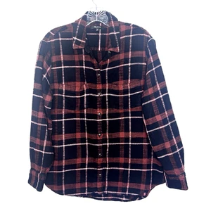 Madewell camicia donna media nera ruggine quadri bottoni boscaiolo tasche casual - Foto 1 di 7
