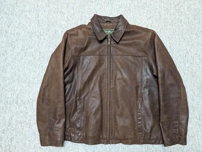 vintage EDDIE BAUER leather jacket L brown PATINA broke-in MOTORCYCLE mad max 44 - Image 1 of 4