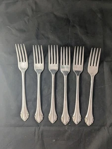 Oneida Repose Dinner Forks 1881 Rogers 7 1/4" Stainless Lot of 6 - Imagen 1 de 10