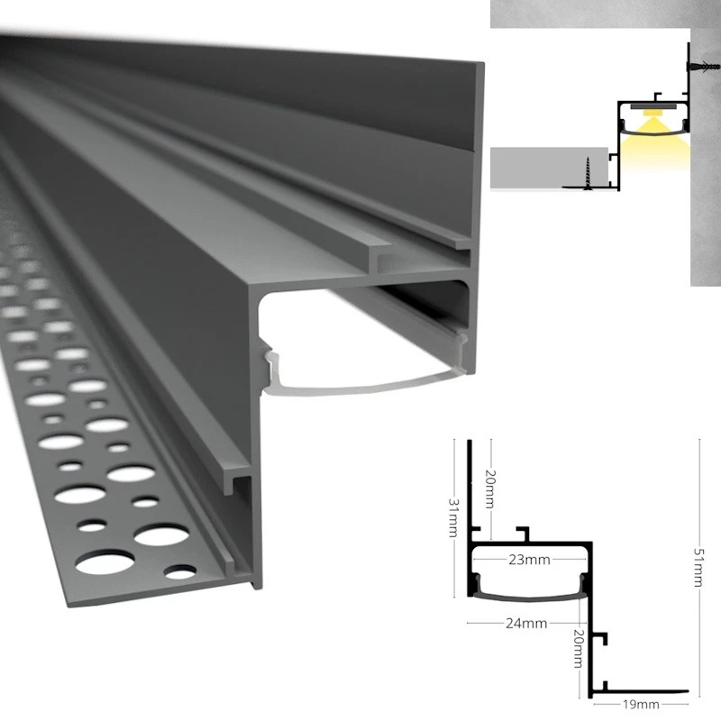 Trockenbau Profil Leiste SCHATTENFUGE-EINPUTZ für Led Streifen + Abdeckung - Bild 1 von 1