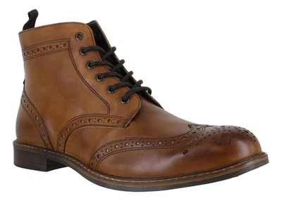 Thomas Crick Askham Mens Tan Classic Leather Smart Brogue Ankle Boots - Image 1 of 4