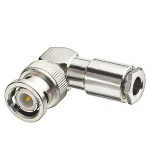 2x BNC Clamp Male Right Angle RF connector for LMR195 RG58 RG142 RG400 cable - Picture 1 of 3