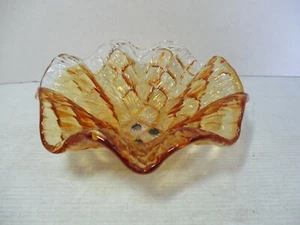 Murano mundgeblasene Braunglas Rüschenrand Herzstück Schale - Vetro Eseguito  - Bild 1 von 12