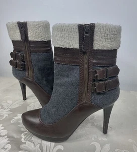 Women’s High Heel Boots, ELLE Size 8 Boots, Denim Boots - Picture 1 of 12