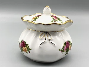 Vintage Porcelain Royal Albert Old Country Roses Jam Pot Dish Gilded - Picture 1 of 7