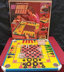Tablero de 101 juegos vintage Coleco 1973 Carom Playing #6070 con caja instrucciones leer - Imagen 1 de 24