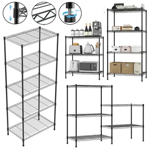 Wire Shelving Rack 5/4 Tier Metal Storage Shelf Unit Stand Kitchen Office Garage - Picture 1 of 31