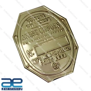 Chassis Number Plate Brass For Citroen 5hp ECs - Picture 1 of 6