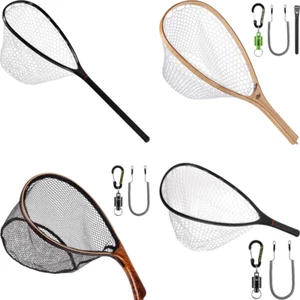 SF Fly Fishing Landing Net Soft Rubber Mesh Trout Net Catch and Release Net - Picture 1 of 51