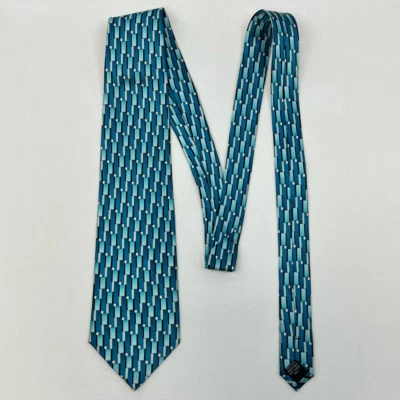 Monterey Bay Mens Tie Necktie Multicolor Geometric 100% Silk Tied Modern Classic - Image 1 of 4