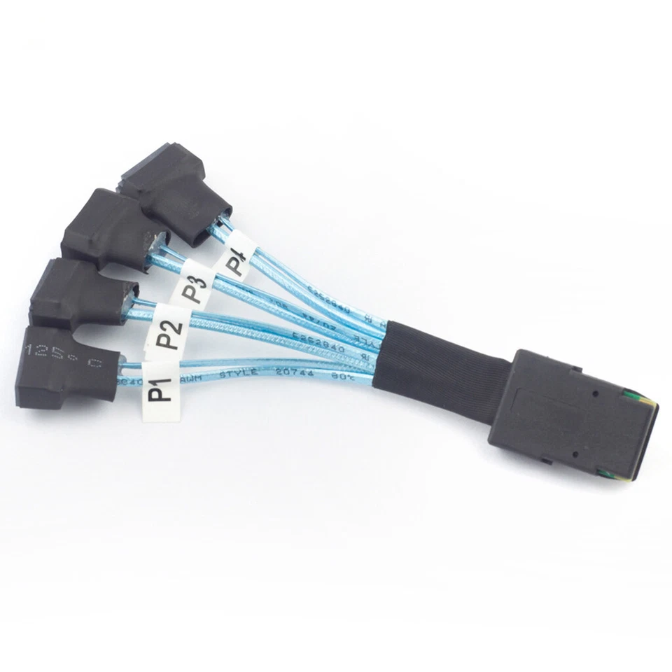 Mini SAS SFF-8087 to 4X SATA Male 7P High Speed Data Transfer Cable 1 to 4 0.1m - Image 1 of 4