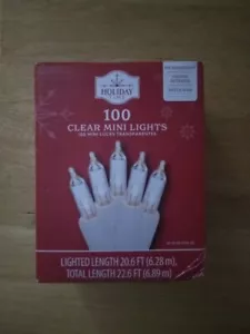 Holiday Time Clear 100 Mini Lights With White Wire Lighted 19.5 Ft New In Box - Picture 1 of 1
