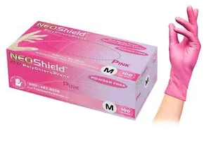 NeoShield Pink Polychloroprene Exam Gloves 100 XS Latex Free - Picture 1 of 1