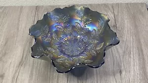 Ciotola Fenton Vetro Agrifoglio Blu Cobalto Carnevale Collare - Foto 1 di 21