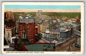 Birds Eye View From Buhl Building, Detroit Michigan, Antique Curt Teich Postcard - Picture 1 of 2