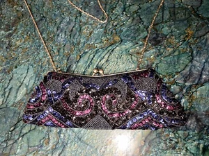 Bolso sin asas de lentejuelas hecho a mano noche cóctel Senso Didonna Italia - Imagen 1 de 6