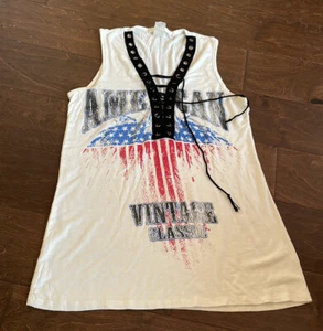 Gaze Womens Americana Tank Top Red white Blue Stars Stripes ST2925 - Picture 1 of 5