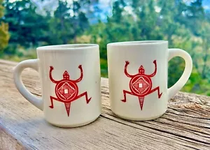 MIMBRENO Pipestone China Santa Fe Coffee Mug Replica Burgundy Horned Toad Pair - Picture 1 of 1