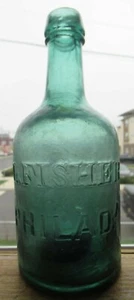Bubbly Green L Fisher Philadelphia Full Iron Pontil Squat Soda Porter Ale Bottle - Picture 1 of 12