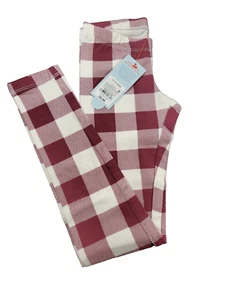 Cat & Jack Girl's Leggings Size Small (6-6X) Slim Plaid Cream & Burgundy NEW - Picture 1 of 3