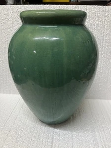 Nelson McCoy Pottery Oil Jar Vase Large Aqua Green Signed Art Deco 12.5” - Picture 1 of 12