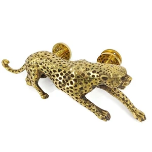 Stunning LEOPARD Cheetah  Shape Curvy seaside 100% Brass Door Pull Handle 11" - Picture 1 of 9