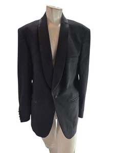 Moss Bros Men's Blazer 38S Black Tuxedo Single Button Wool Shawl Collar - Imagen 1 de 8